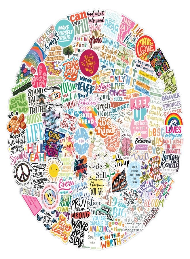 CodersParadise - Pack of 250+ Motivation Inspiration Stickers for Laptop - Waterproof Residue Free Positive Words Motivational Inspirational Quote Sticker - Image 1